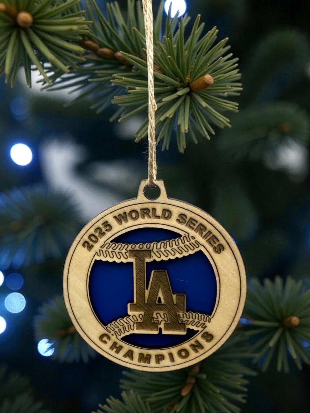 2025 Los Angeles Dodgers World Series Champions Ornament | Laser Engraved Wood